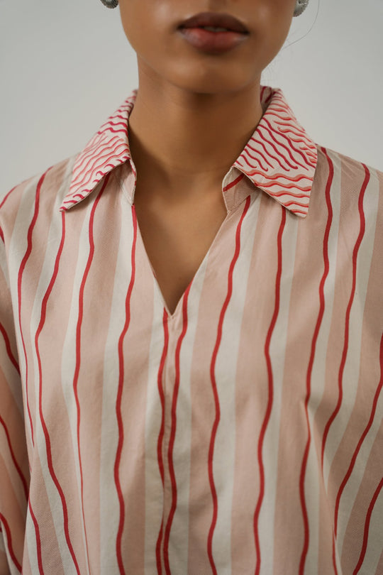 PINK STRIPED COTTON BLOUSE