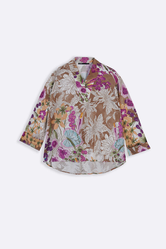 BEIGE GARDEN KALEIDOSCOPE BLOUSE
