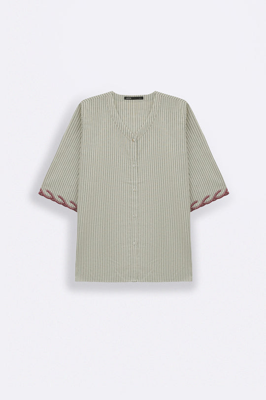 ECRU CHERRY STORY PINSTRIPE SHIRT