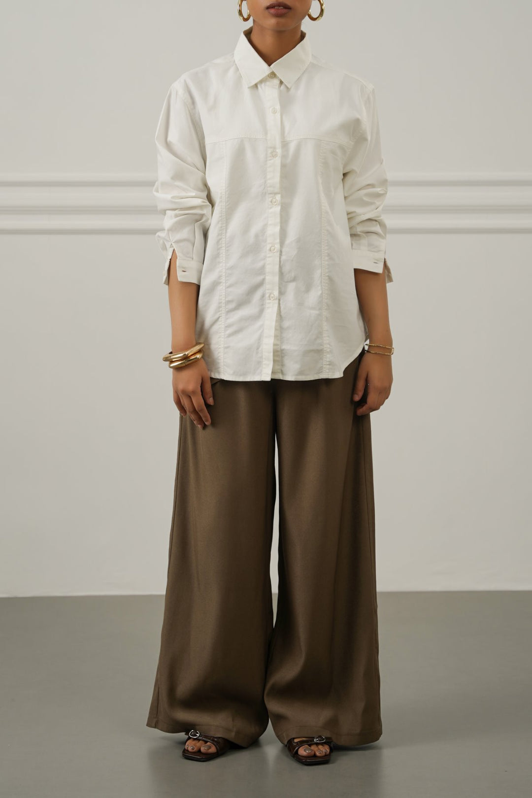 WHITE OXFORD PANEL SHIRT
