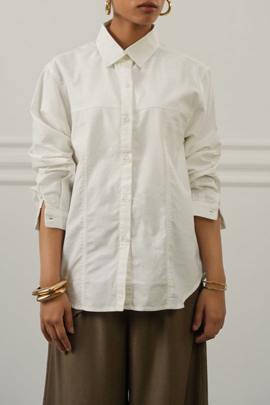 WHITE OXFORD PANEL SHIRT