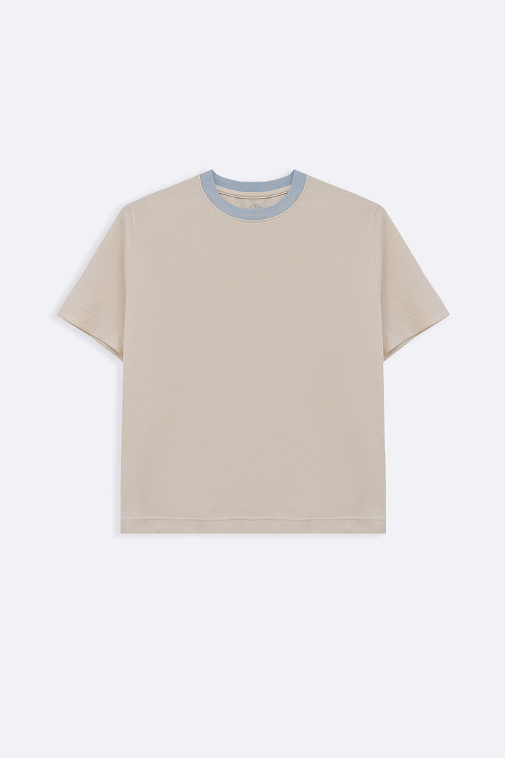 IVORY CROPPED CONTRAST TEE