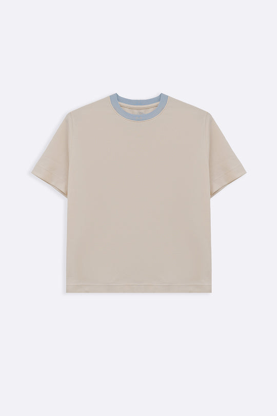 IVORY CROPPED CONTRAST TEE