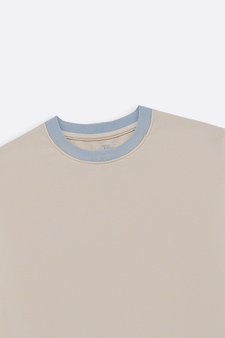 IVORY CROPPED CONTRAST TEE