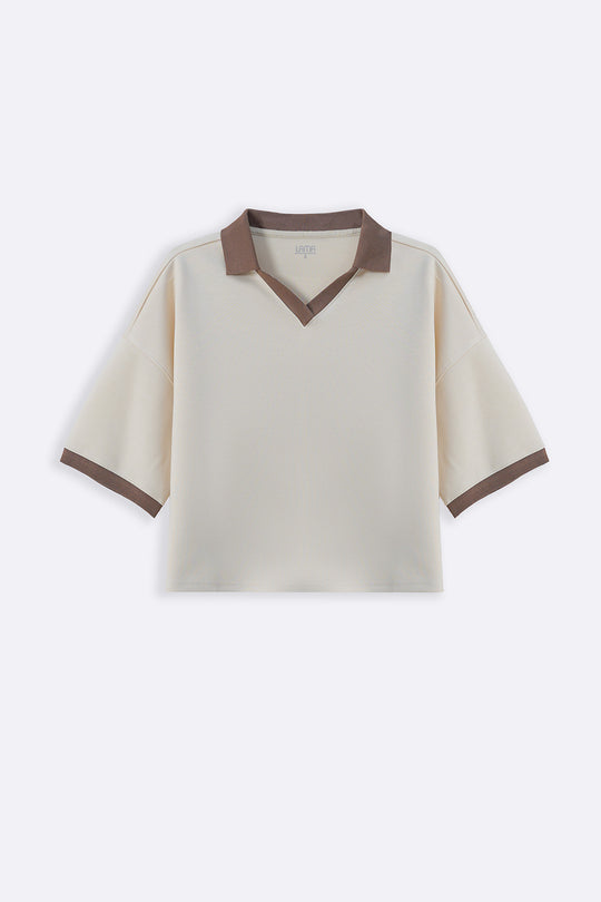 IVORY VINTAGE CONTRAST POLO