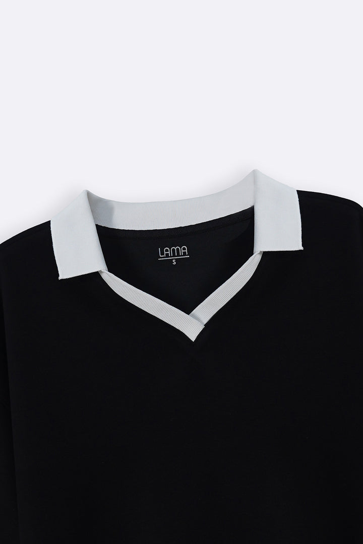 BLACK VINTAGE CONTRAST POLO