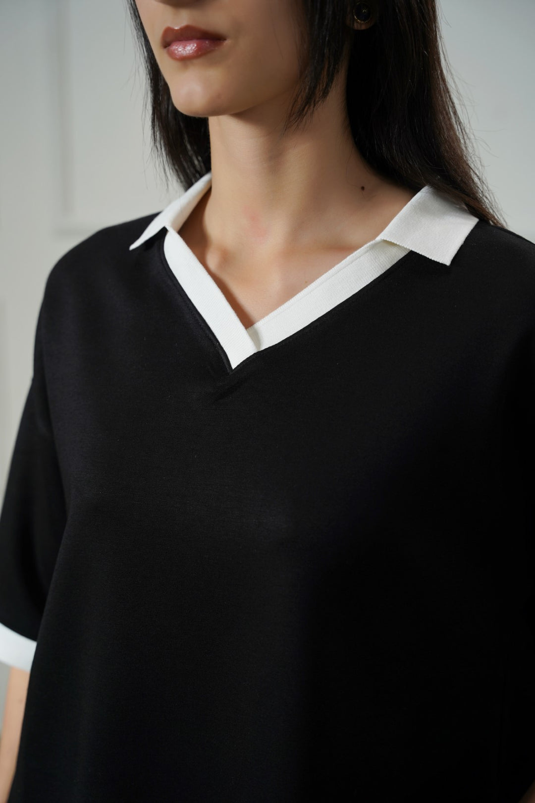 BLACK VINTAGE CONTRAST POLO