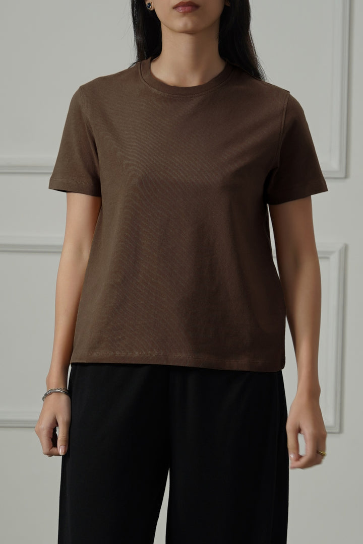 BROWN CASUAL EVERYDAY TEE