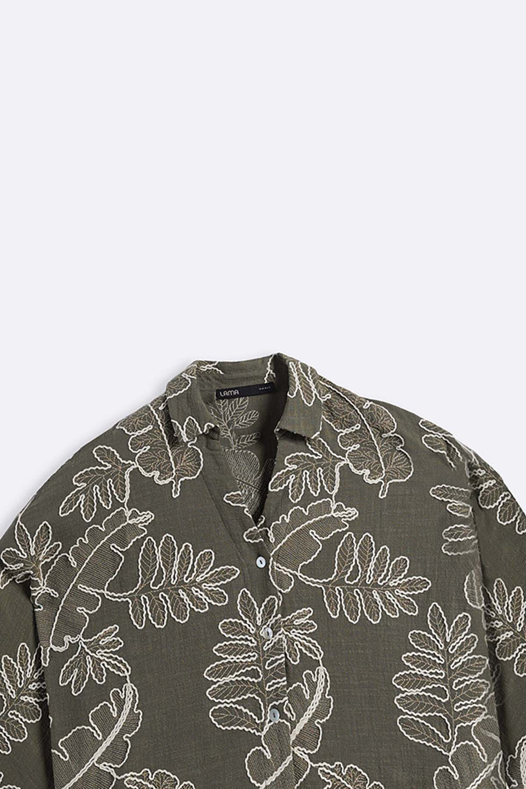 GREEN CORD COTTON EMBROIDERY SHIRT
