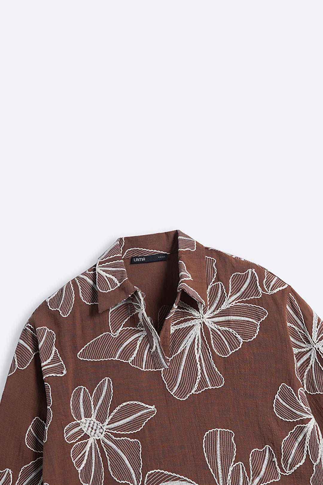 BROWN CORD COTTON EMBROIDERY SHIRT