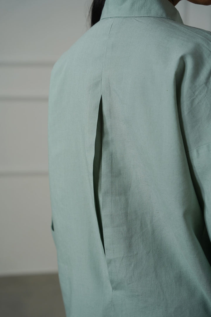 AQUA LYOCELL LINEN BUTTON SHIRT