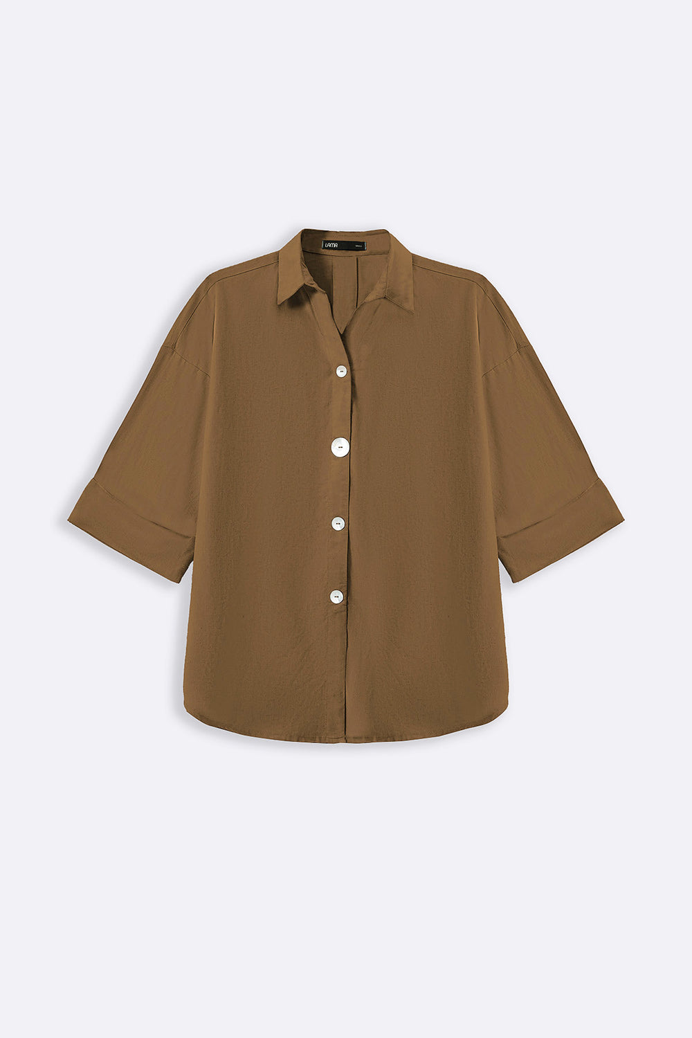 BROWN LYOCELL LINEN BUTTON SHIRT