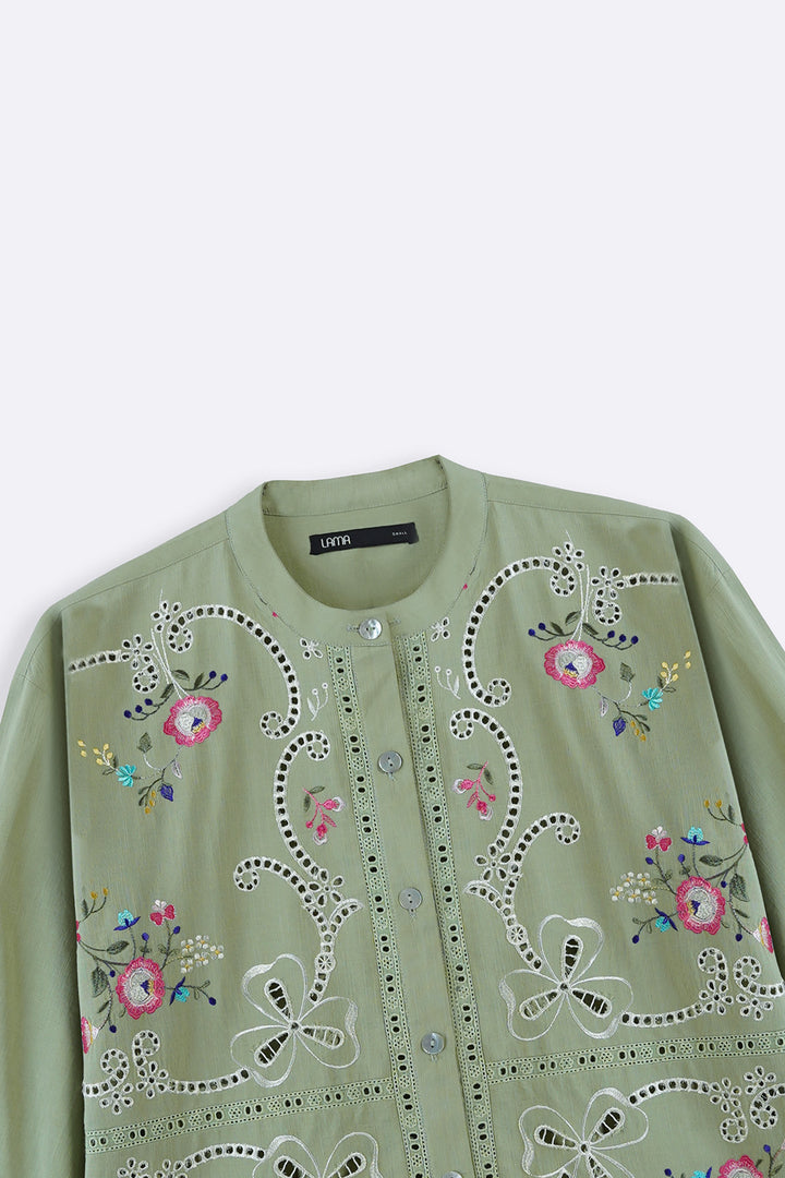 GREEN ALWAYS SPRING EMBROIDERY SHIRT