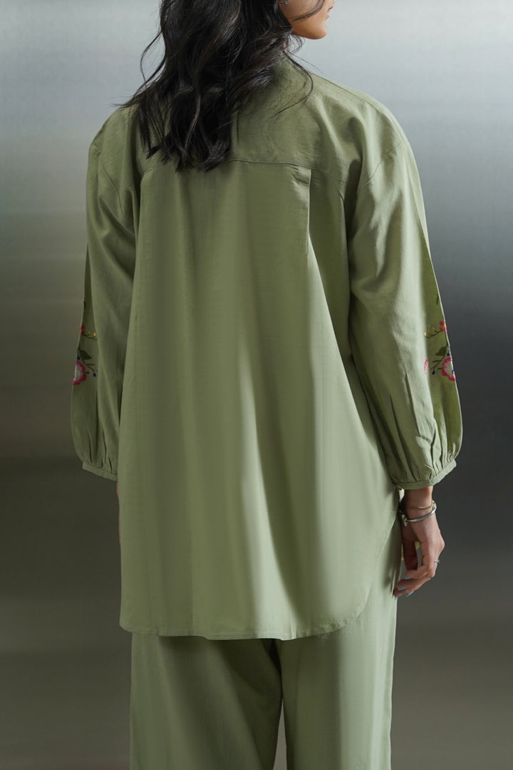 GREEN ALWAYS SPRING EMBROIDERY SHIRT