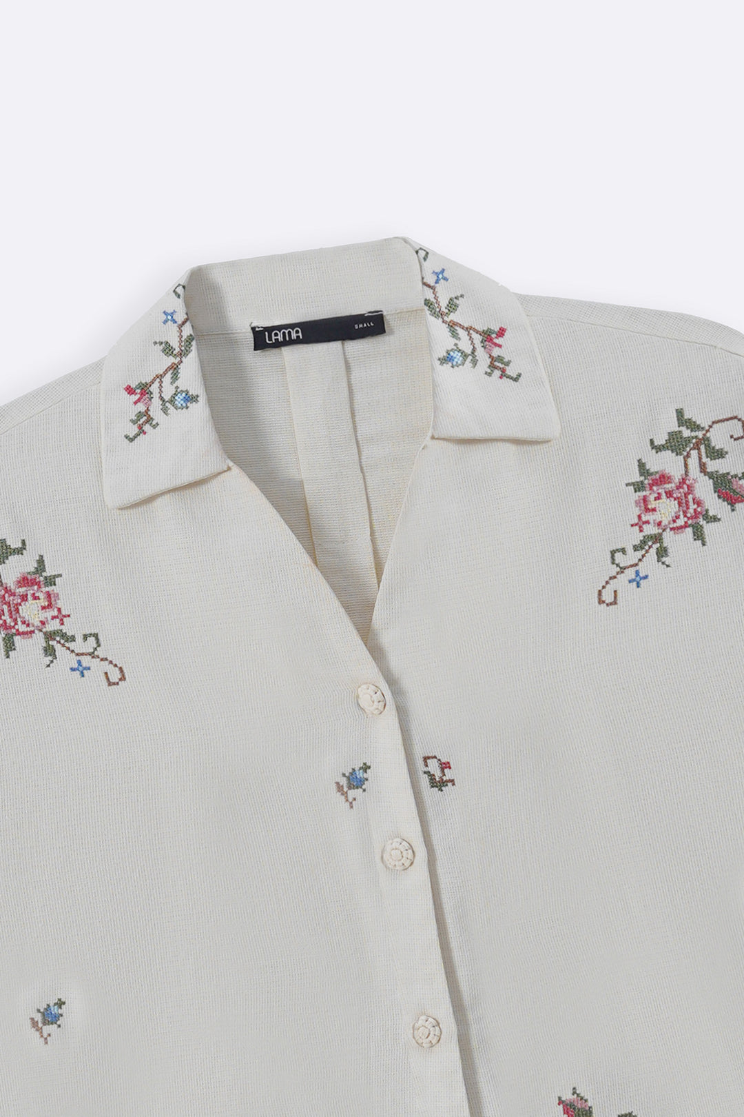 ECRU COTTON LACE ROSE SHIRT