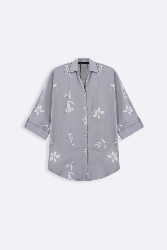 GREY PETAL IMPRINT SHIRT