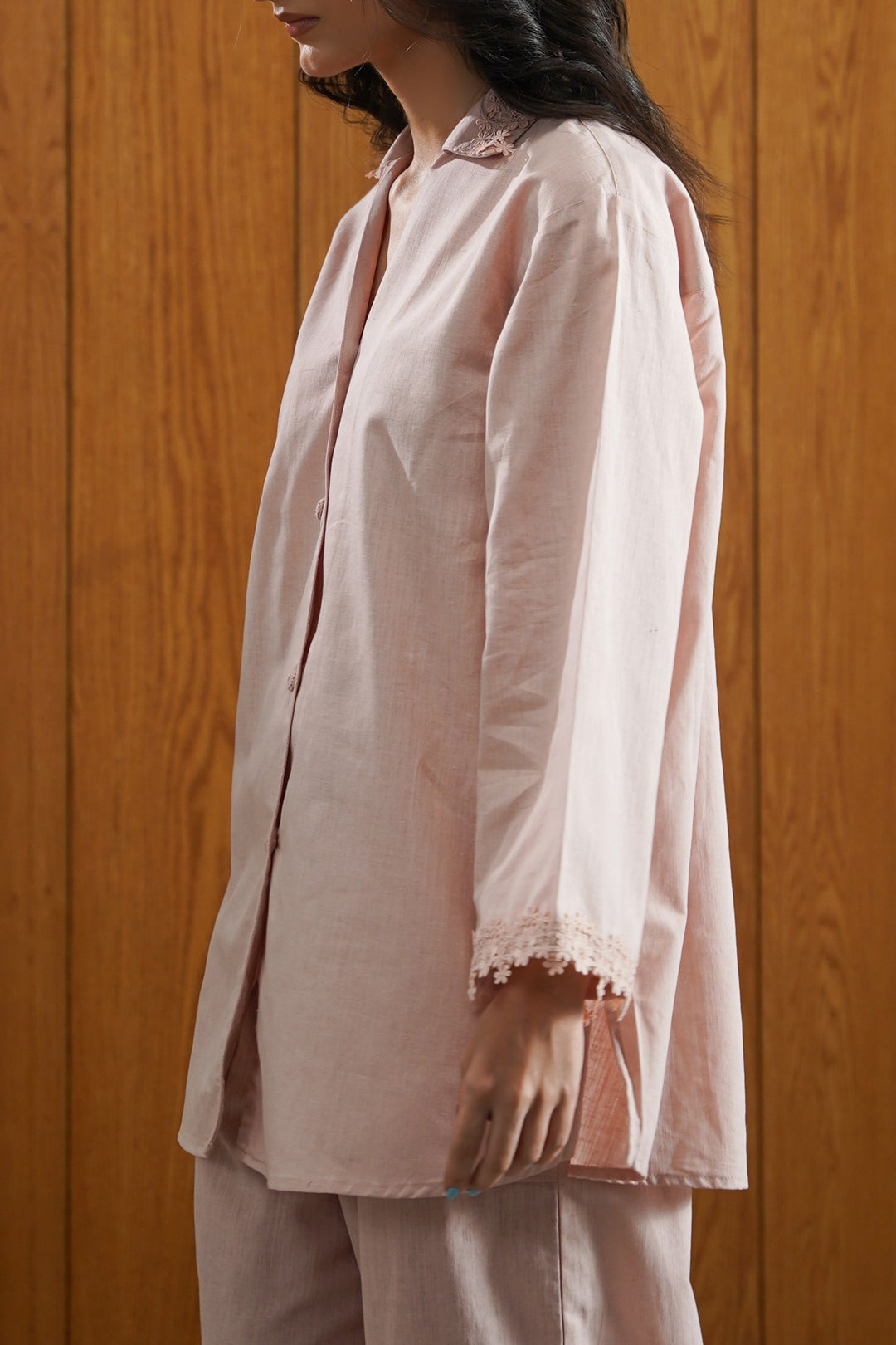 PINK LACE TRIM SHIRT
