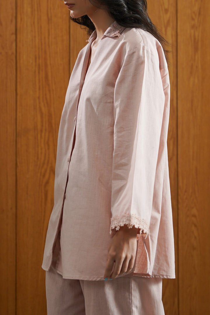 PINK LACE TRIM SHIRT
