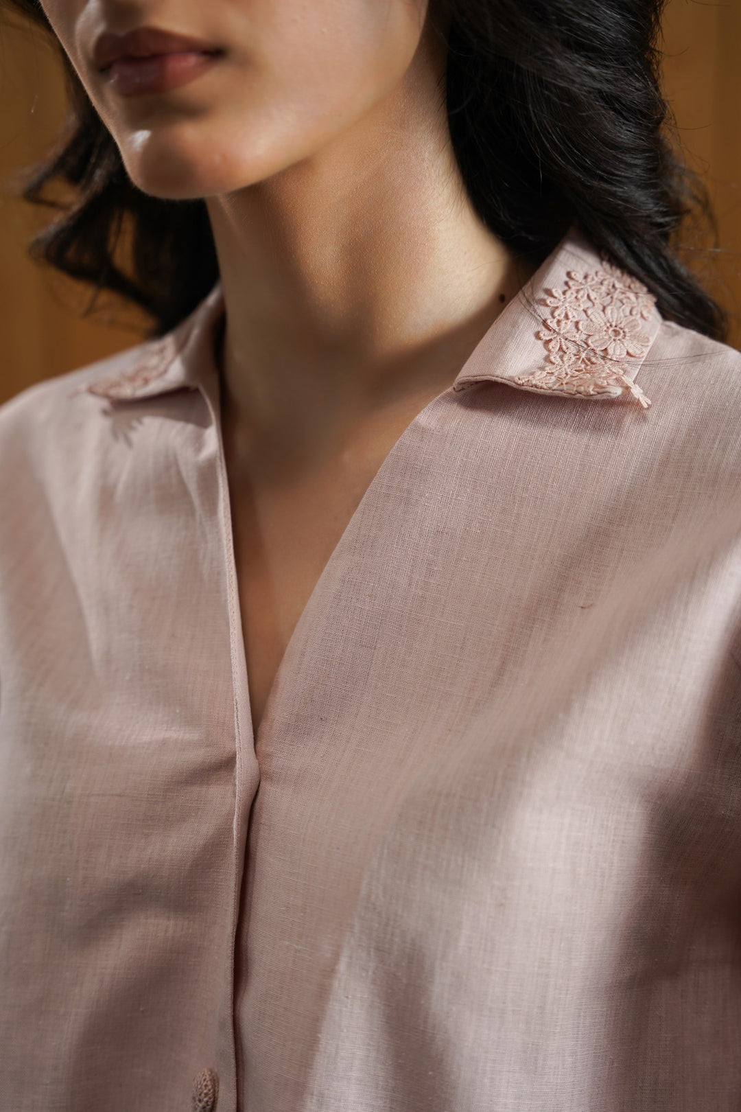 PINK LACE TRIM SHIRT