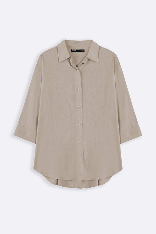 BEIGE EVERYDAY LINEN BLEND SHIRT