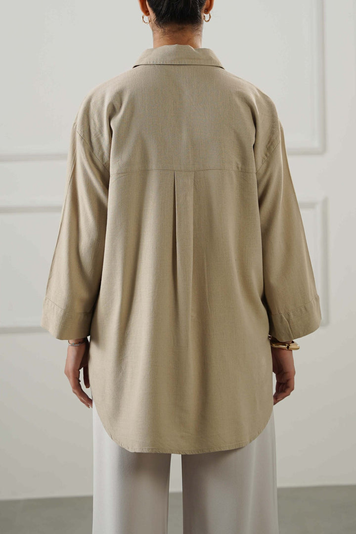 BEIGE EVERYDAY LINEN BLEND SHIRT