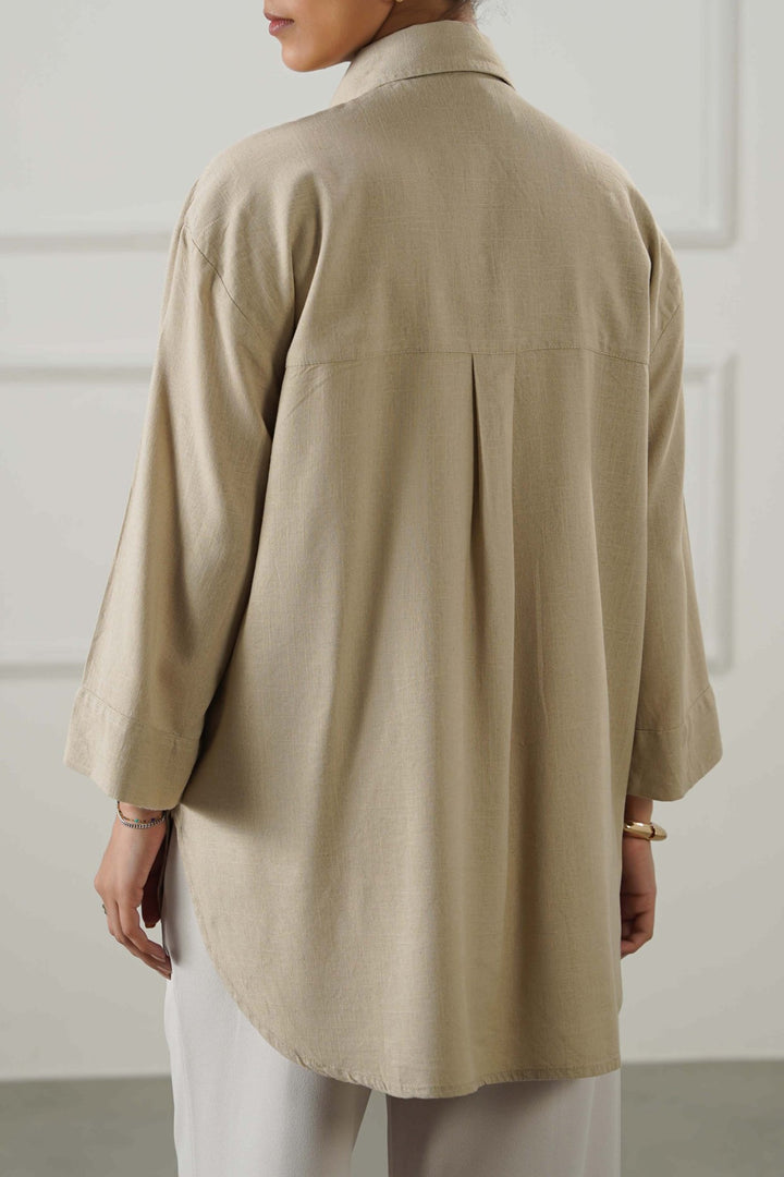 BEIGE EVERYDAY LINEN BLEND SHIRT