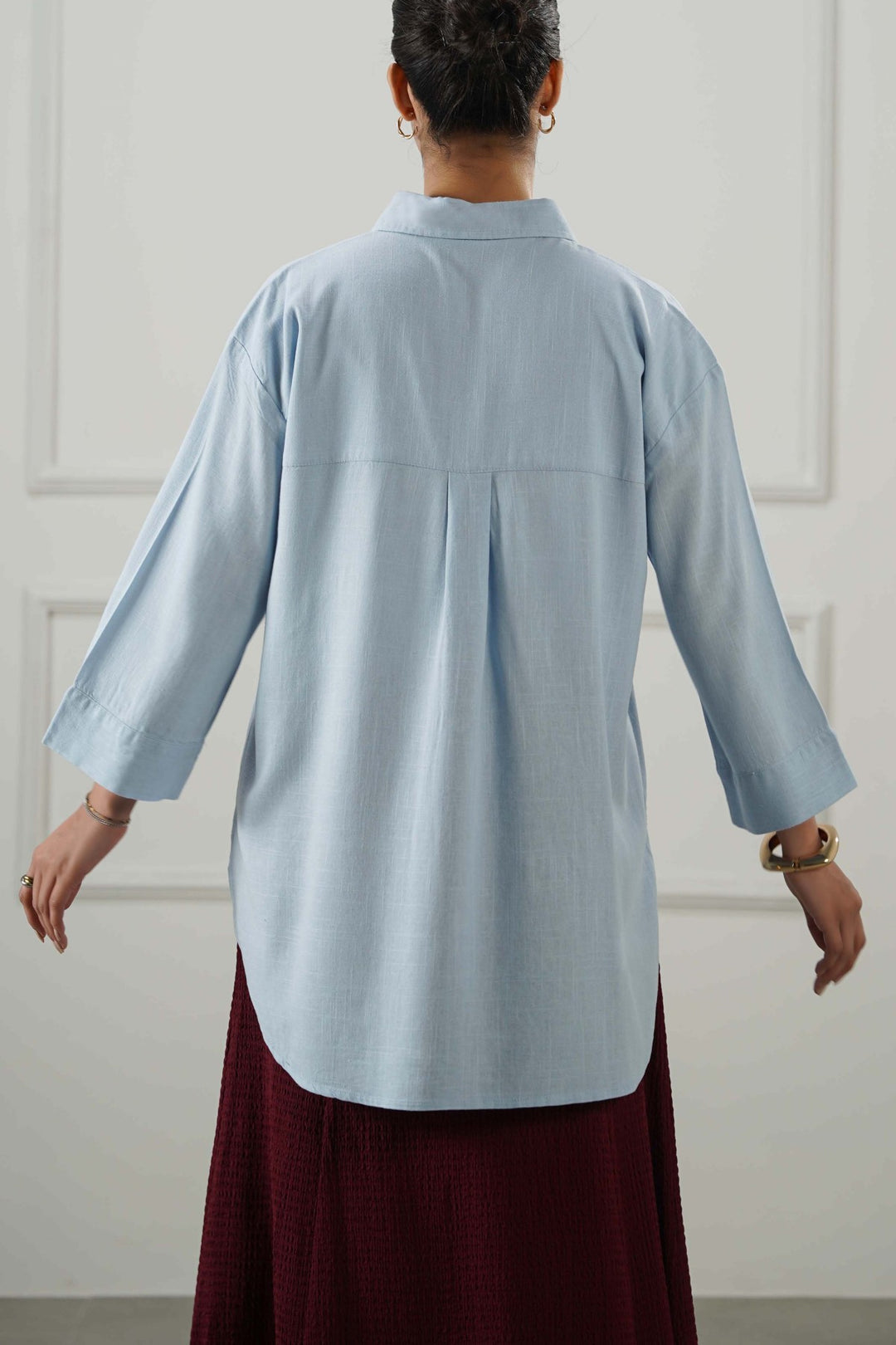 SKY BLUE EVERYDAY LINEN BLEND SHIRT