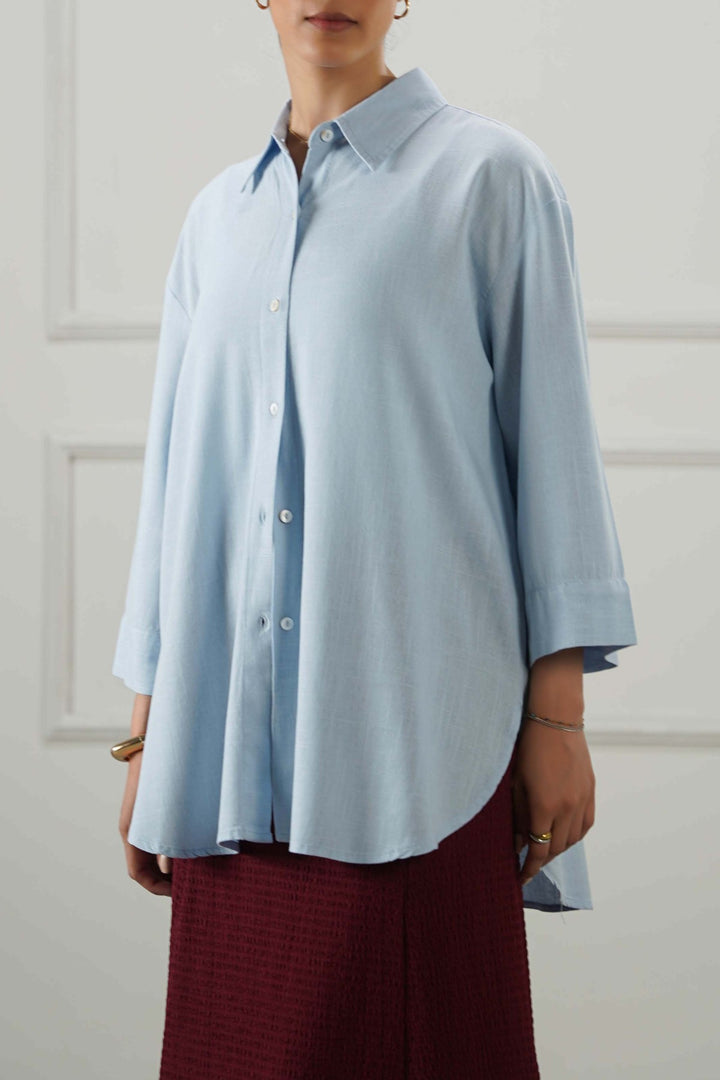 SKY BLUE EVERYDAY LINEN BLEND SHIRT
