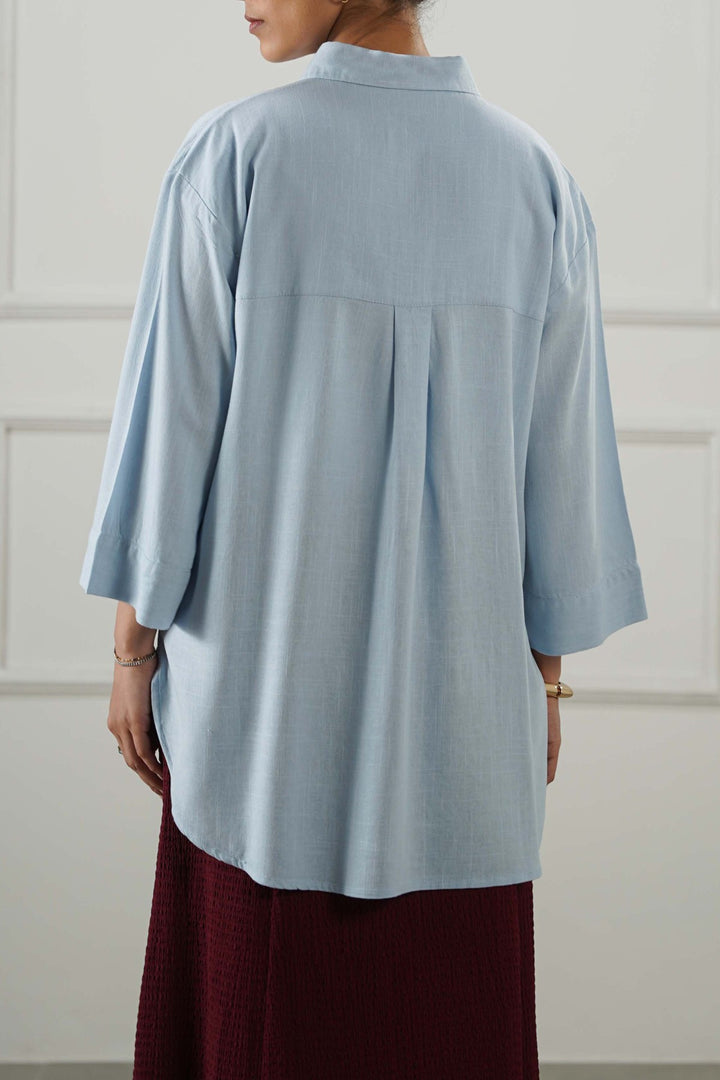 SKY BLUE EVERYDAY LINEN BLEND SHIRT