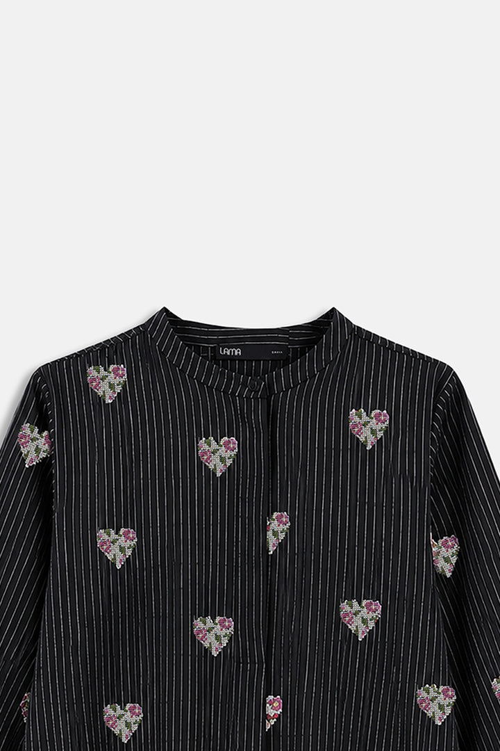 BLACK HEARTS COTTON-LINEN TUNIC