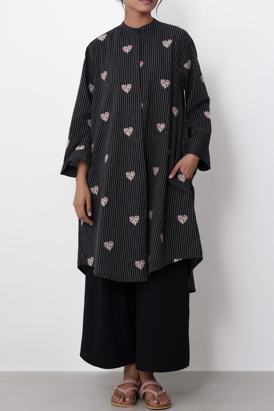 BLACK HEARTS COTTON-LINEN TUNIC