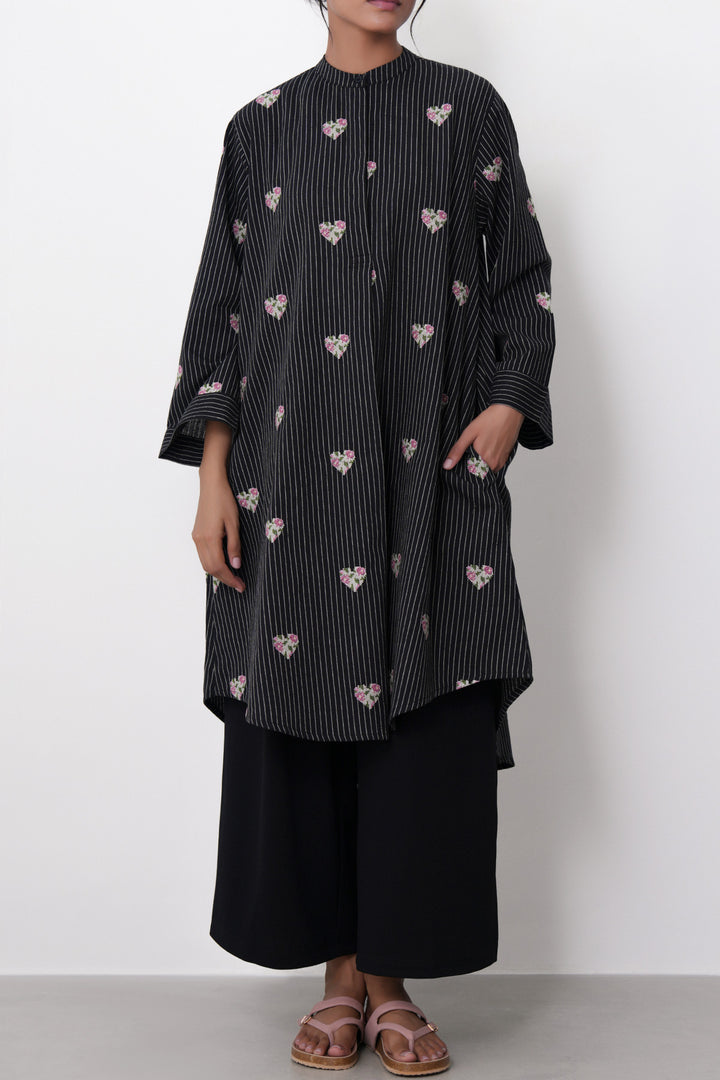 BLACK HEARTS COTTON-LINEN TUNIC
