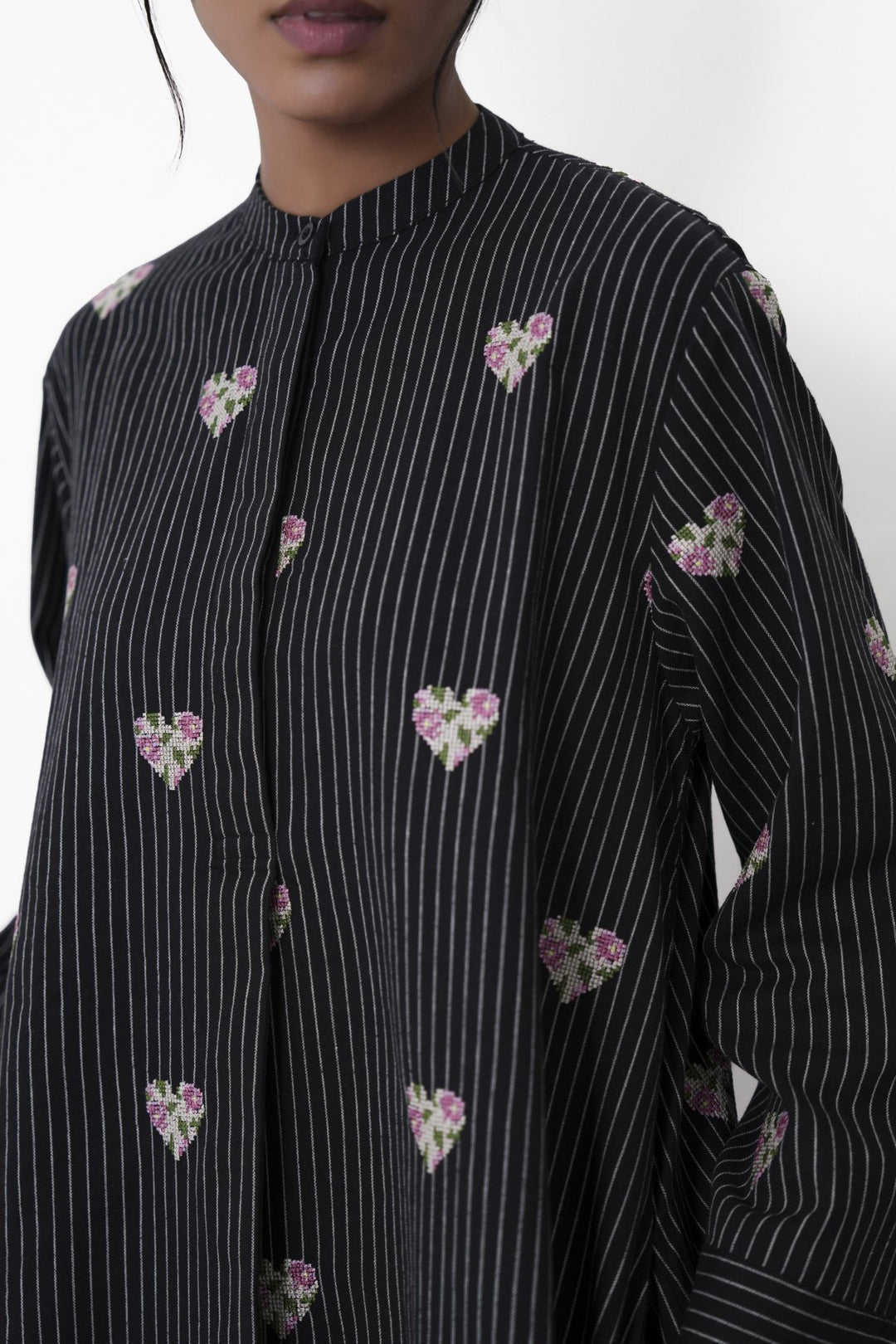 BLACK HEARTS COTTON-LINEN TUNIC