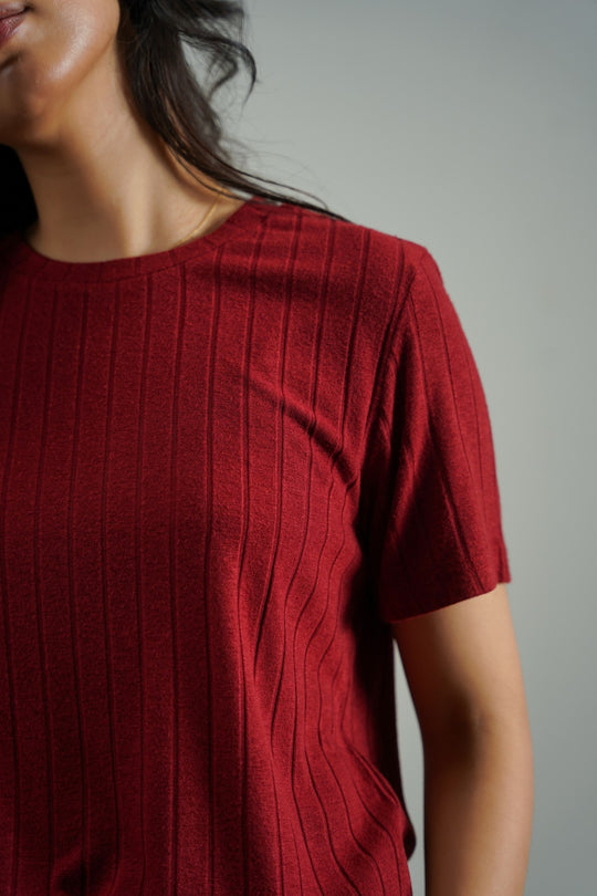 RED SOFT RIBBED TEE