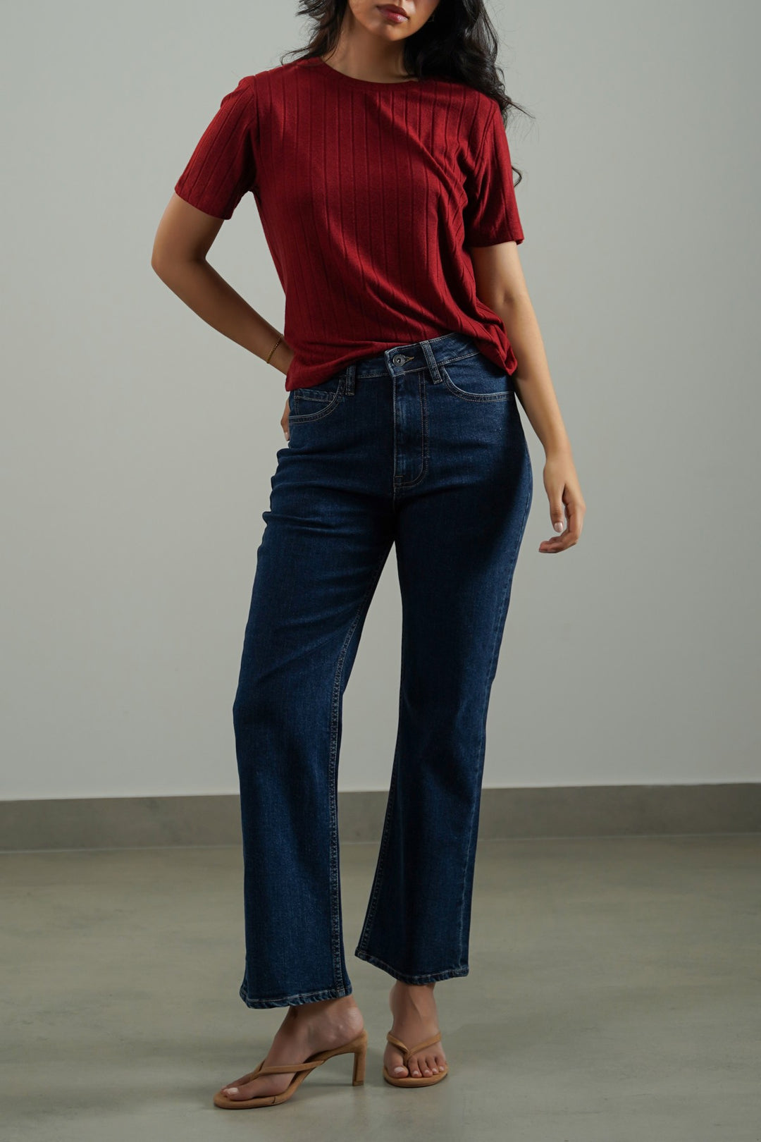 RED SOFT RIBBED TEE