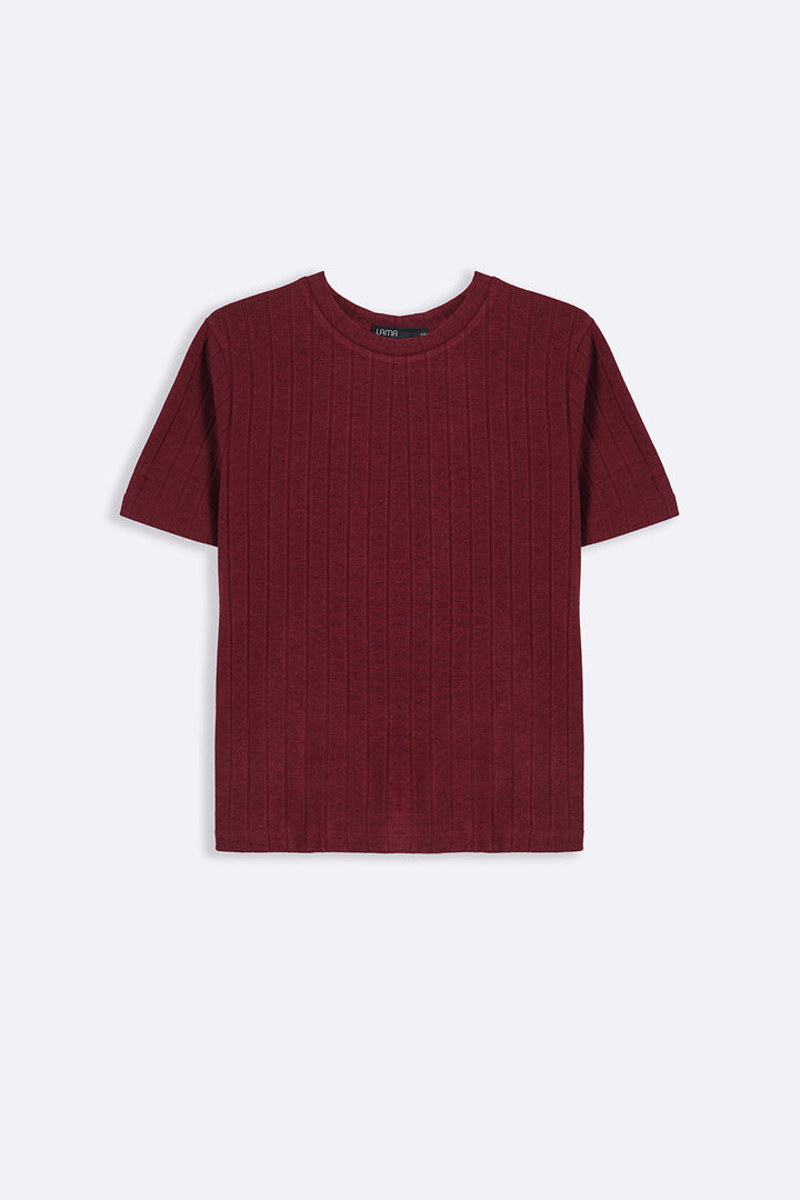 RED SOFT RIBBED TEE