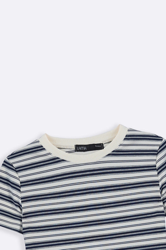 LIGHT BLUE SLIM FIT STRIPE TEE