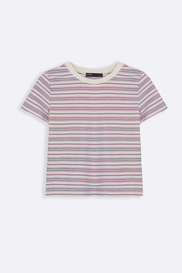 PINK SLIM FIT STRIPE TEE