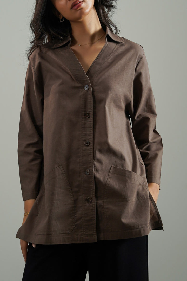 BROWN LONG SUMMER BLOUSE