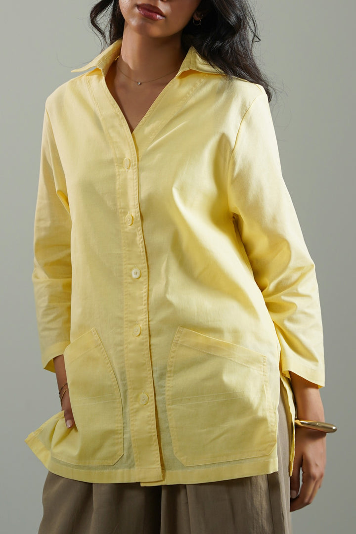 BUTTER YELLOW LONG SUMMER BLOUSE