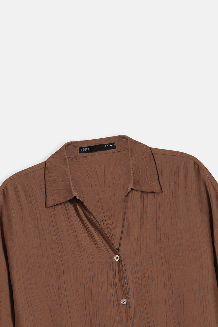 BROWN LACE TRIM BLOUSE
