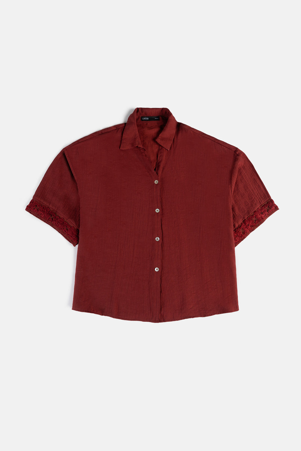 RUST LACE TRIM BLOUSE