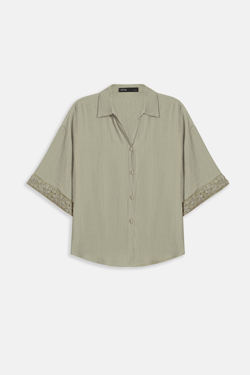 SAGE LACE TRIM BLOUSE