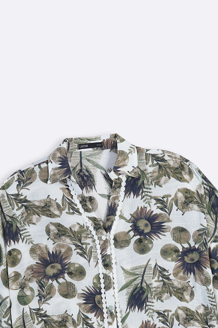 BEIGE CORNFLOWER PRINT SHIRT