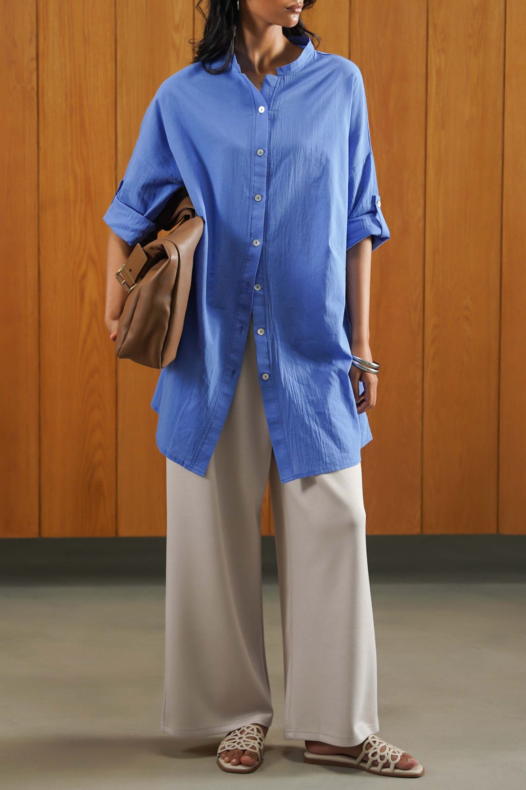 BLUE EVERYDAY FEATHER COTTON TUNIC
