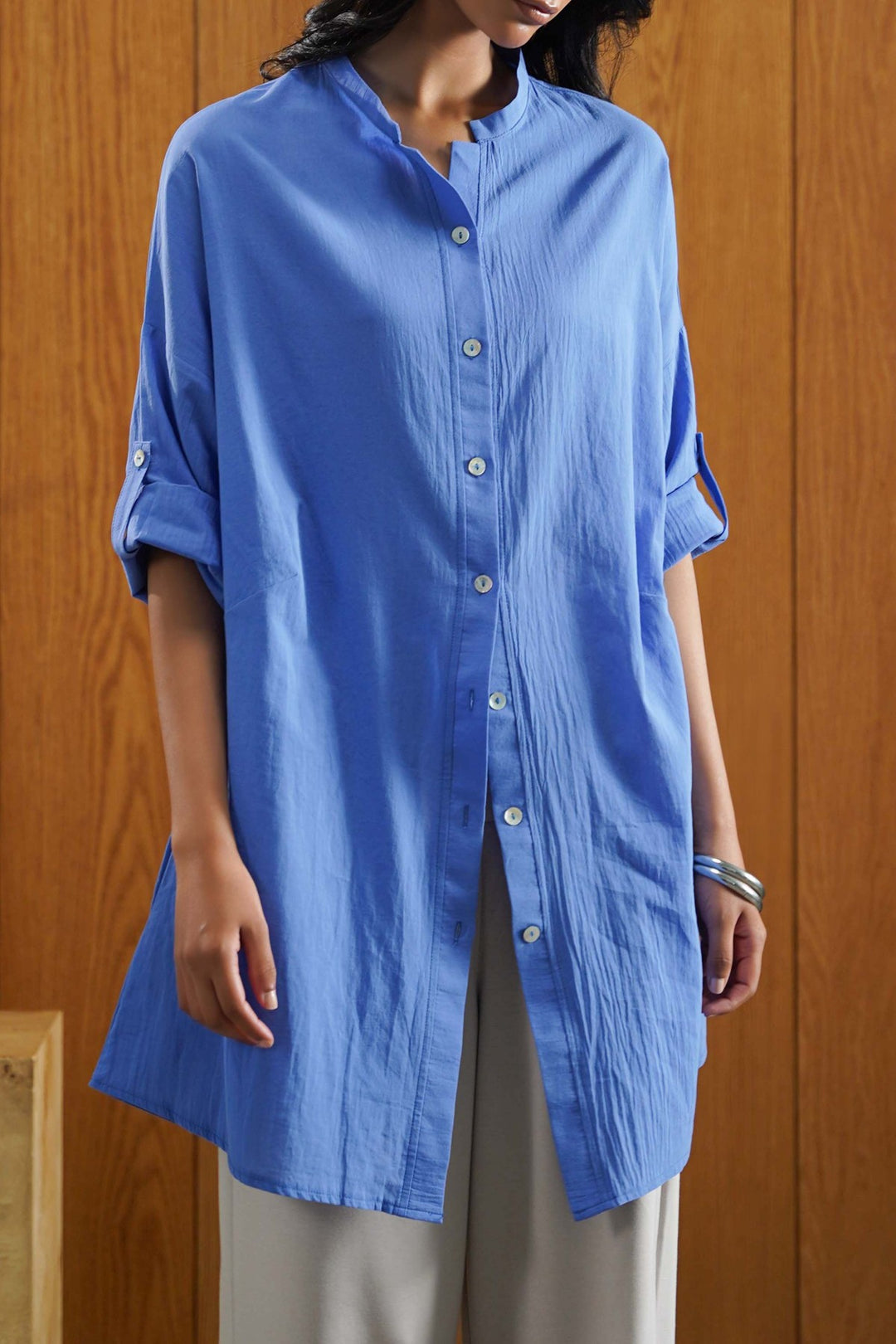 BLUE EVERYDAY FEATHER COTTON TUNIC