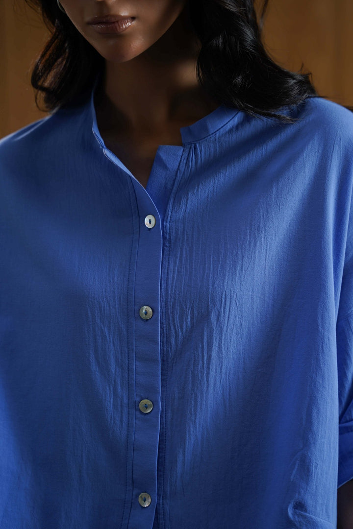 BLUE EVERYDAY FEATHER COTTON TUNIC