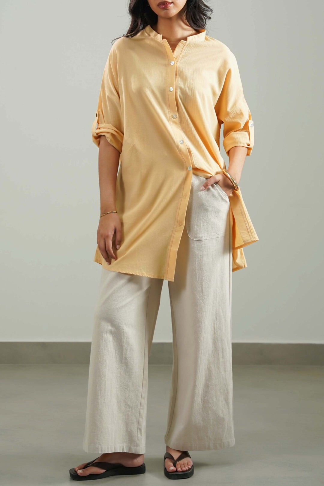 BUTTER YELLOW EVERYDAY FEATHER COTTON TUNIC
