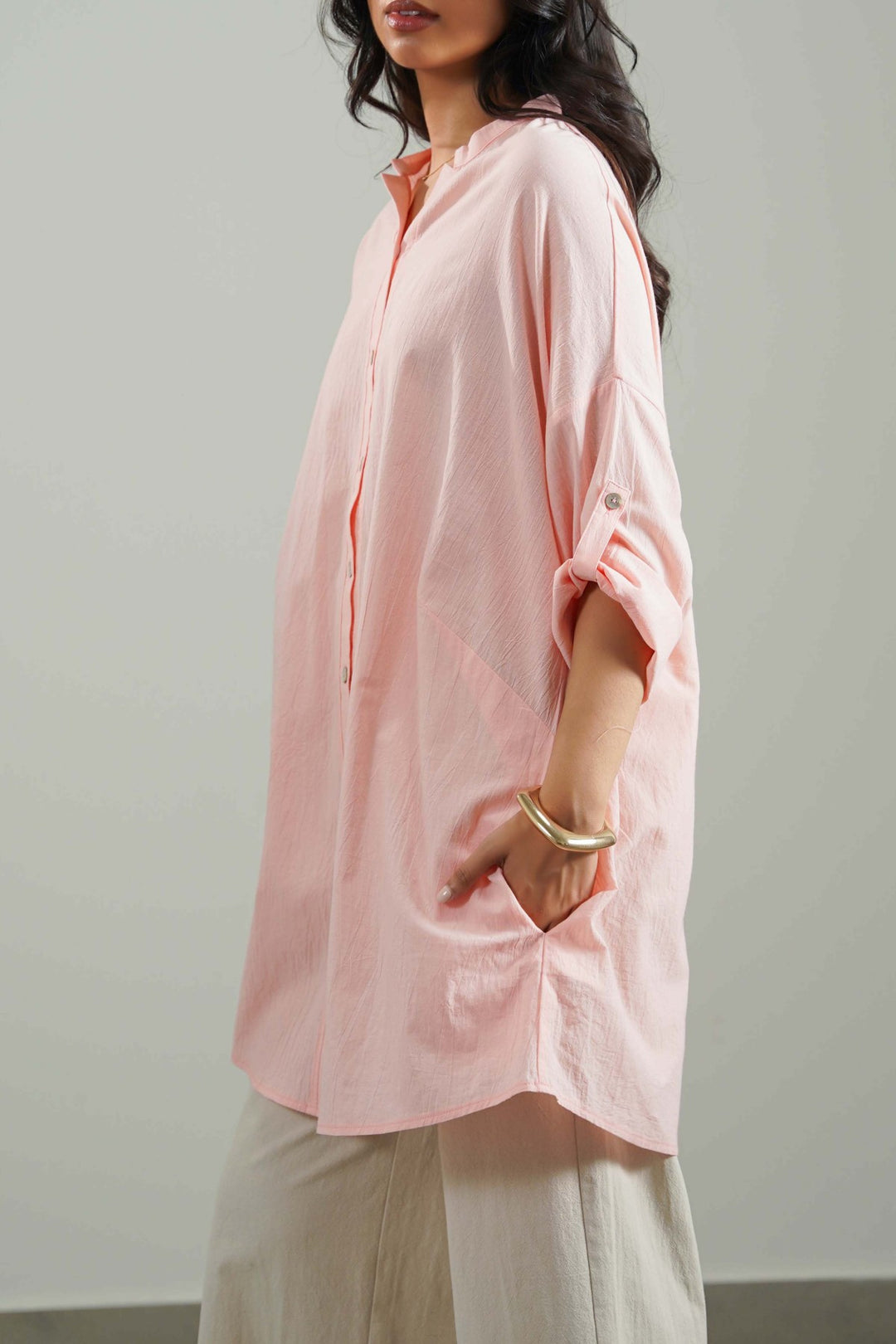 PINK EVERYDAY FEATHER COTTON TUNIC