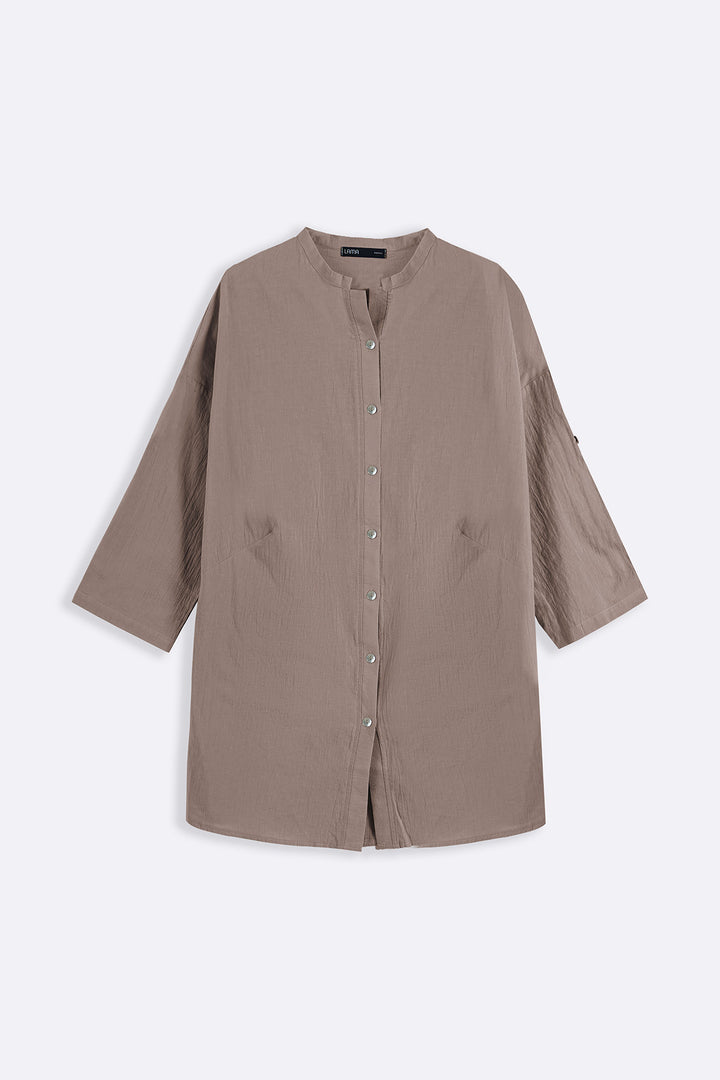 TAUPE EVERYDAY FEATHER COTTON TUNIC